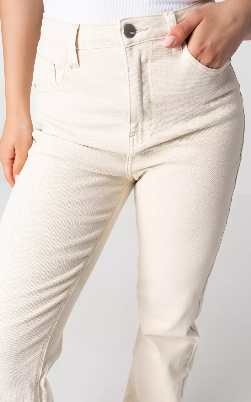 Straight fit high waist jeans Shuttle Beige