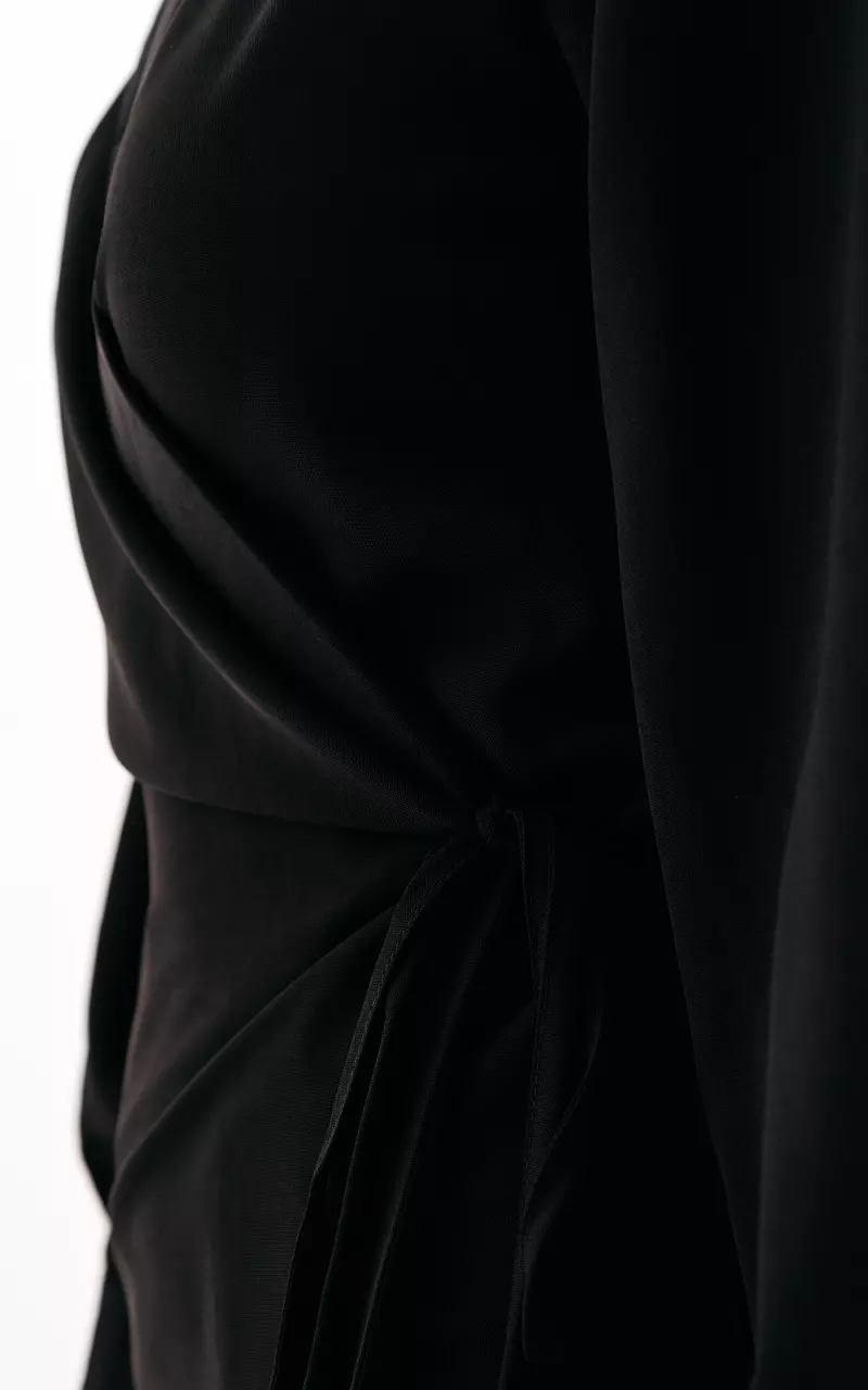 Wickel-Kleid mit Bindeschleife Schwarz