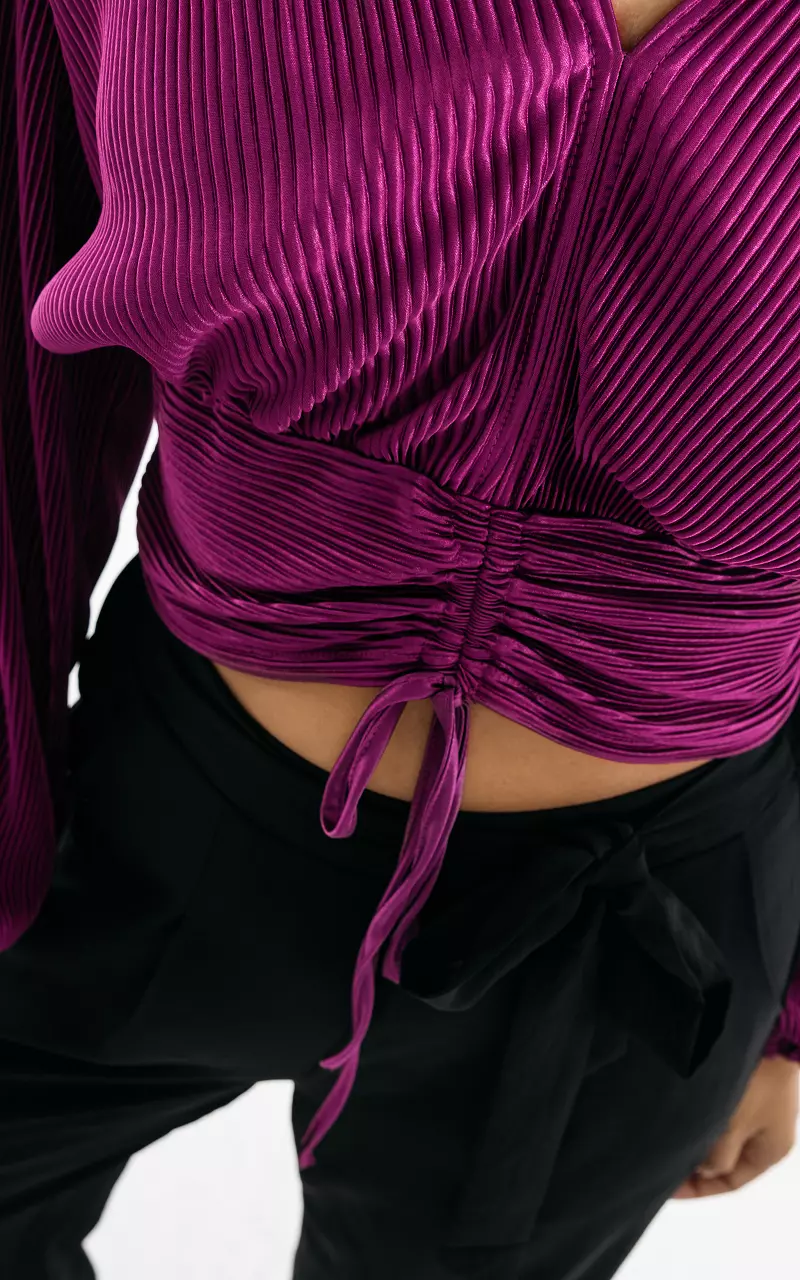 Pleated top with v-neck Purple