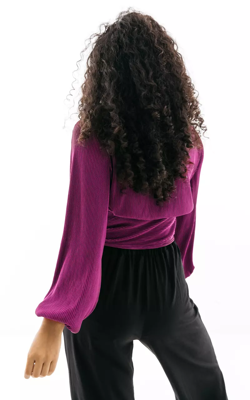 Pleated top with v-neck Purple