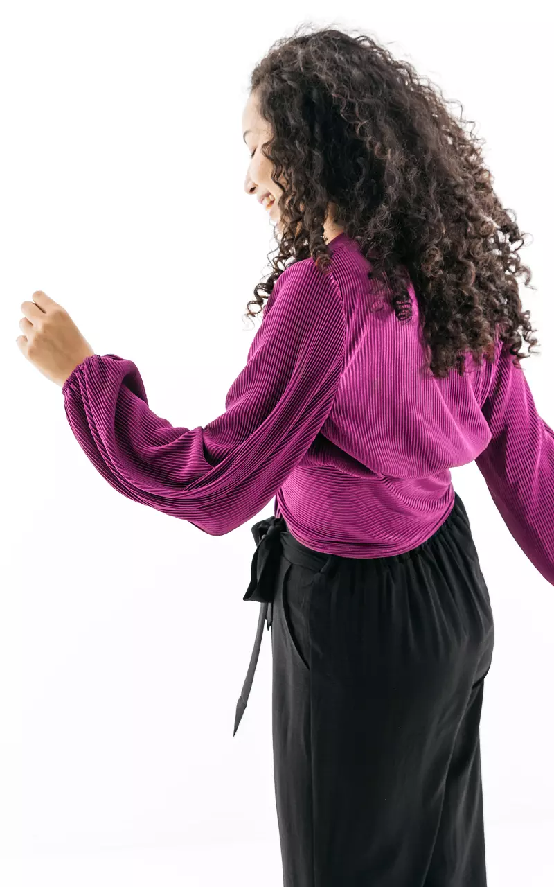 Pleated top with v-neck Purple