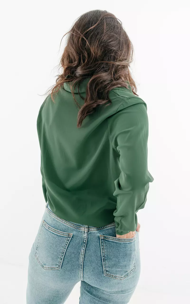 Basic blouse met kraag Groen