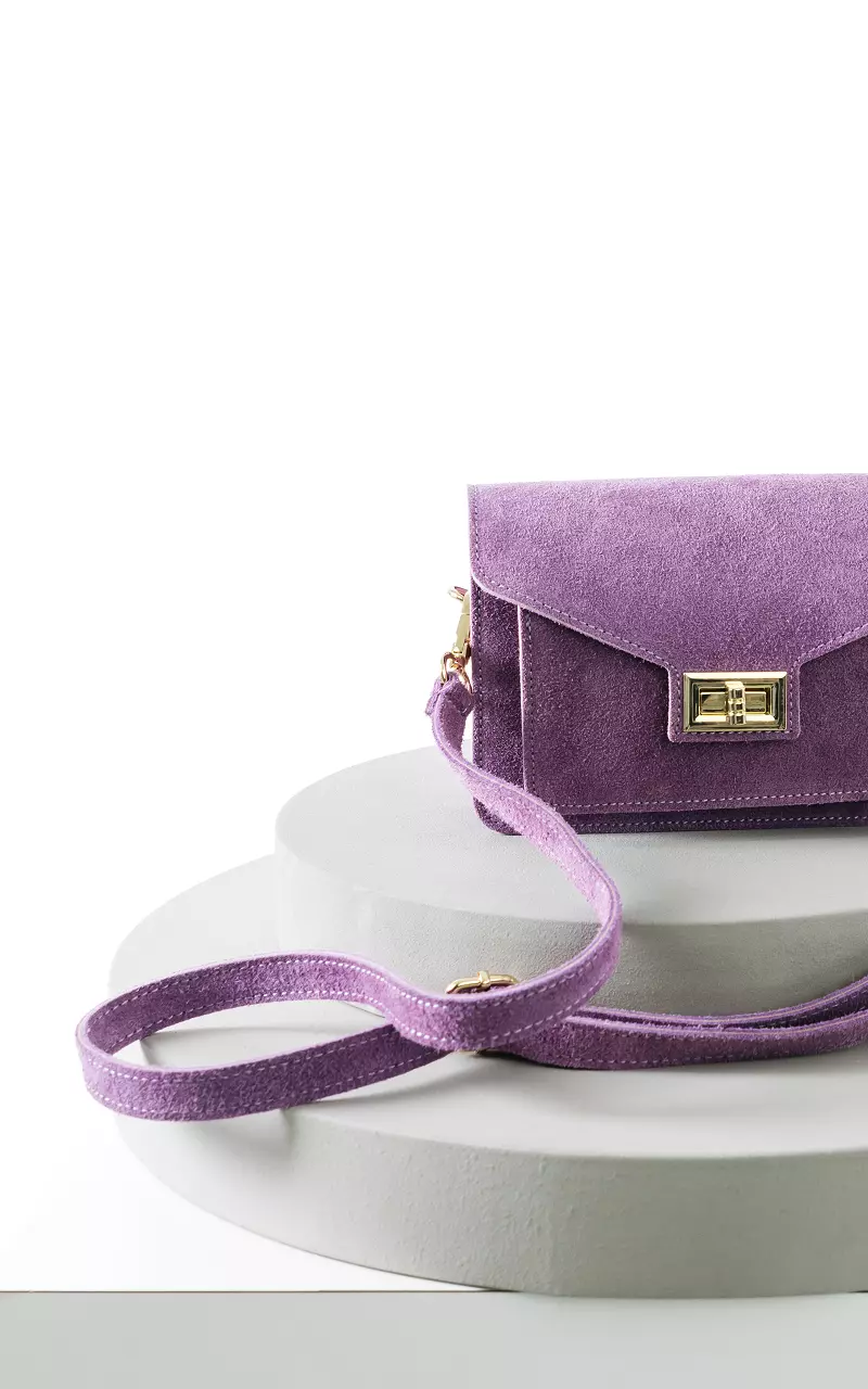 Leather bag with gold-coloured details Purple