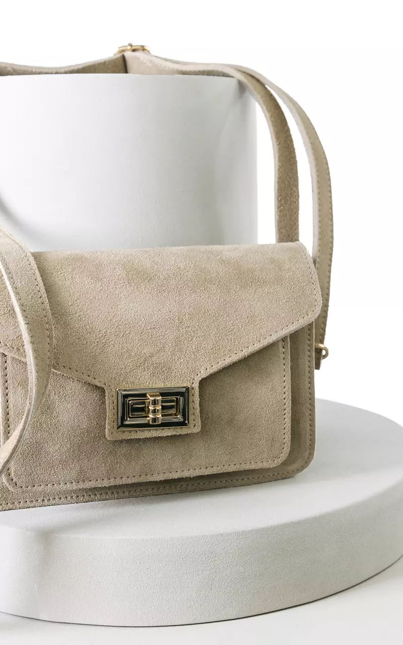 Leather bag with gold-coloured details Beige