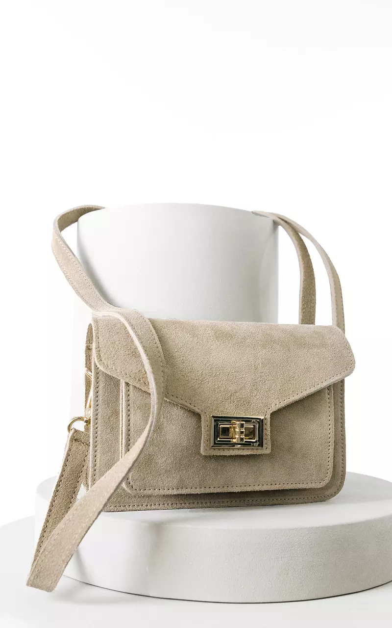 Leather bag with gold-coloured details Beige