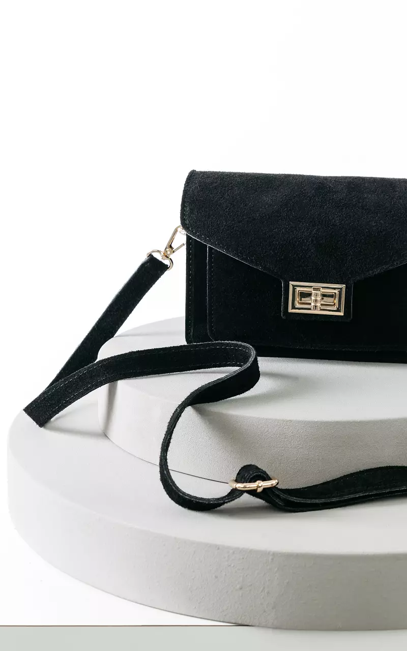 Leather bag with gold-coloured details Black