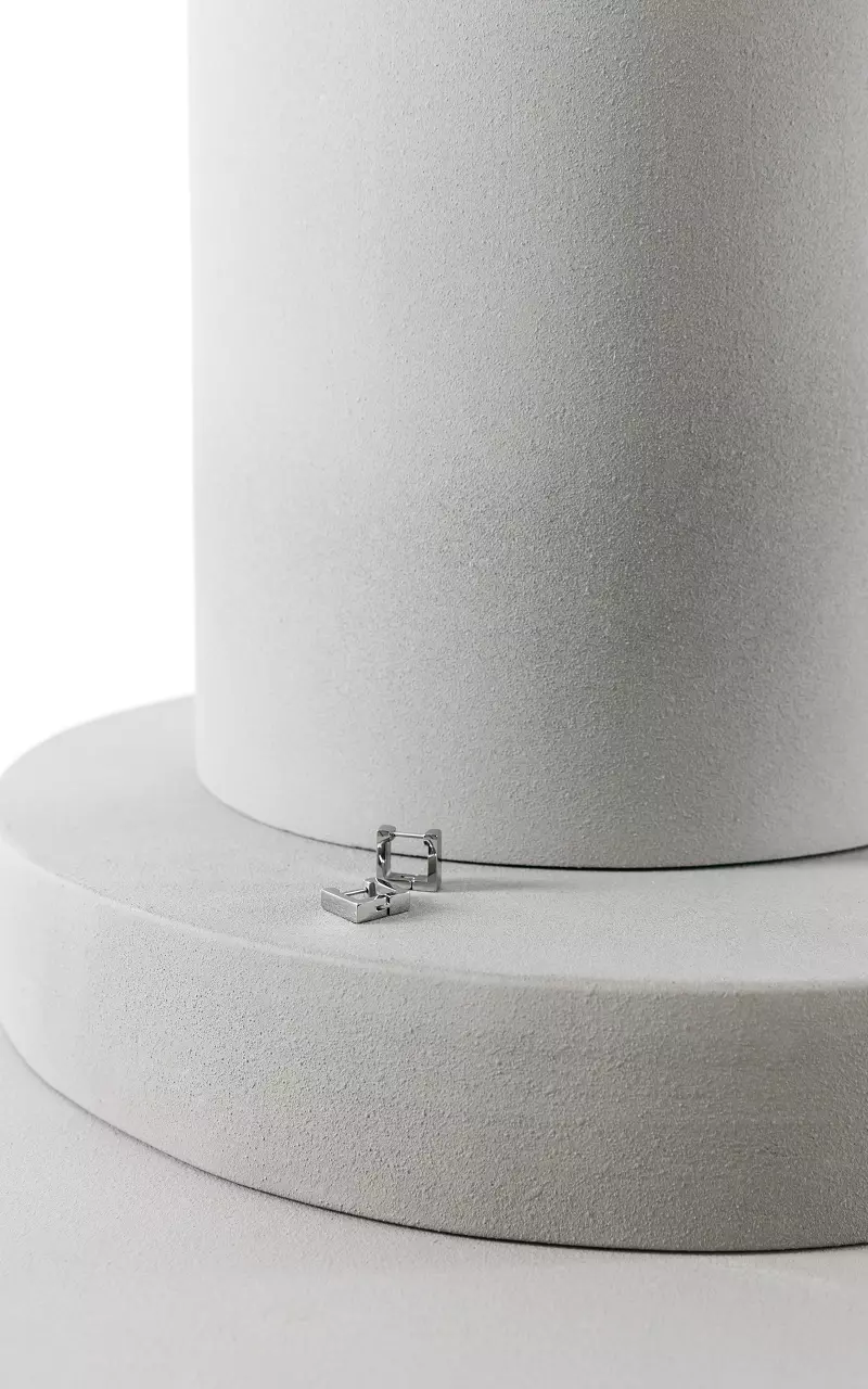 Square shaped stainless steel earrings Silver