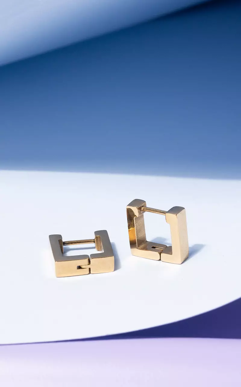 Square shaped stainless steel earrings Gold