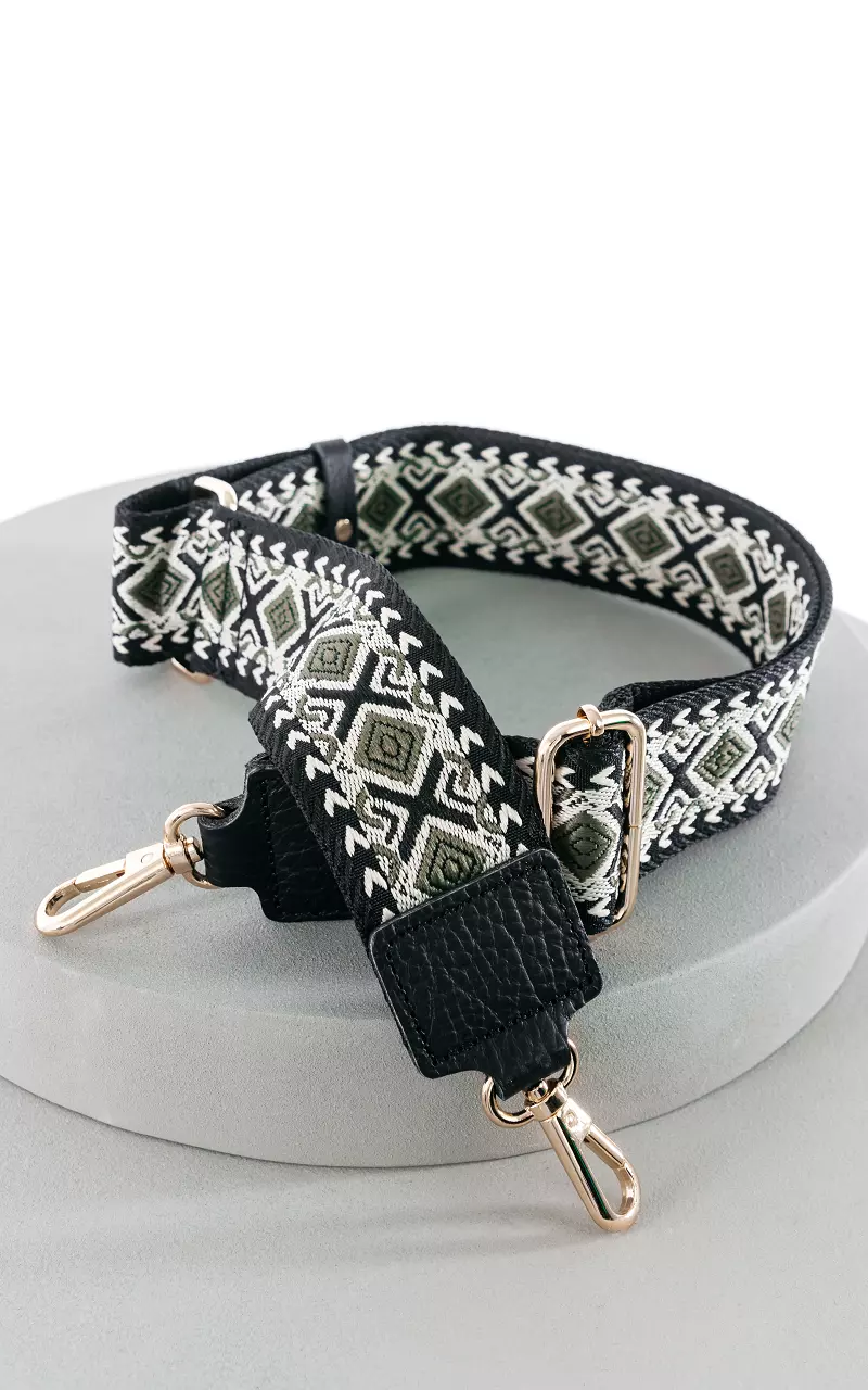 Adjustable bag strap with goldcoloured details Black Kaki
