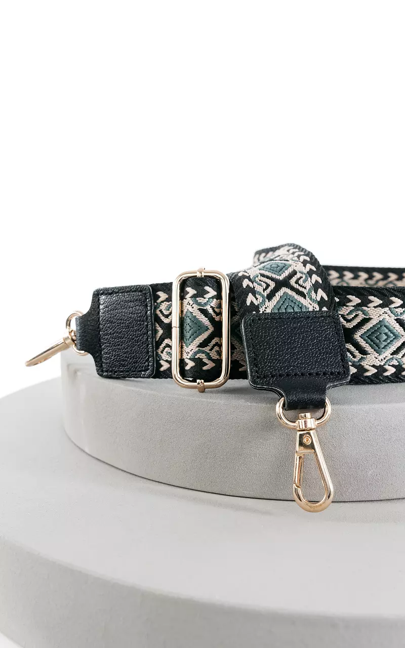 Adjustable bag strap with gold-coloured details Black Green