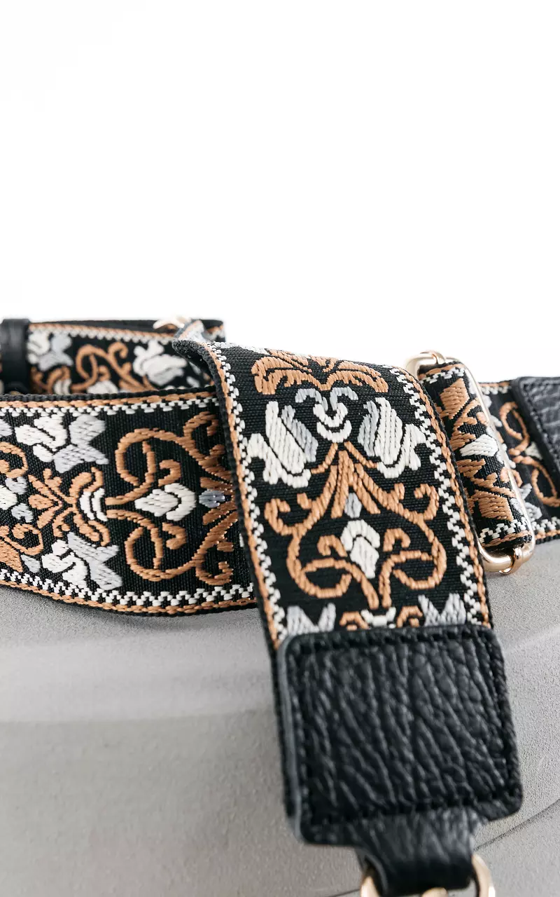 Bag strap with pattern Black Light Brown