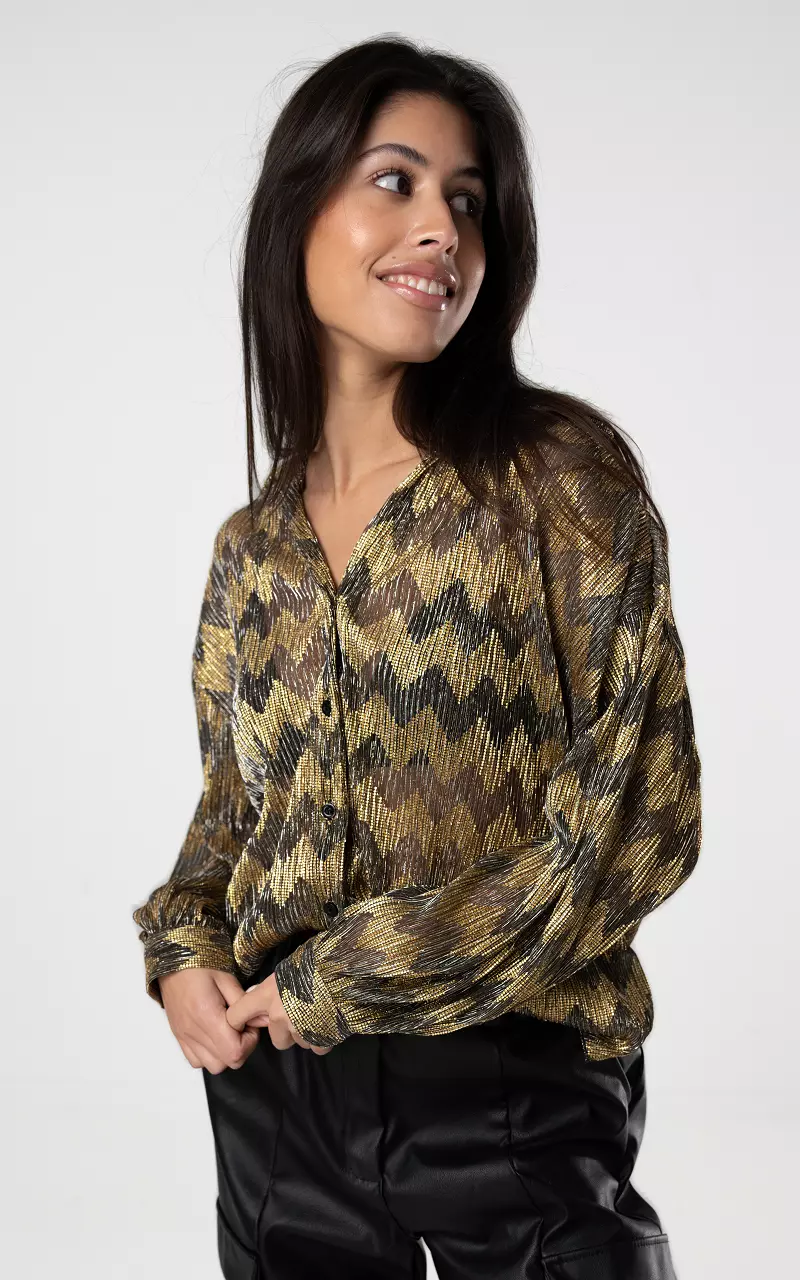 Blouse with glittery details Gold Silver