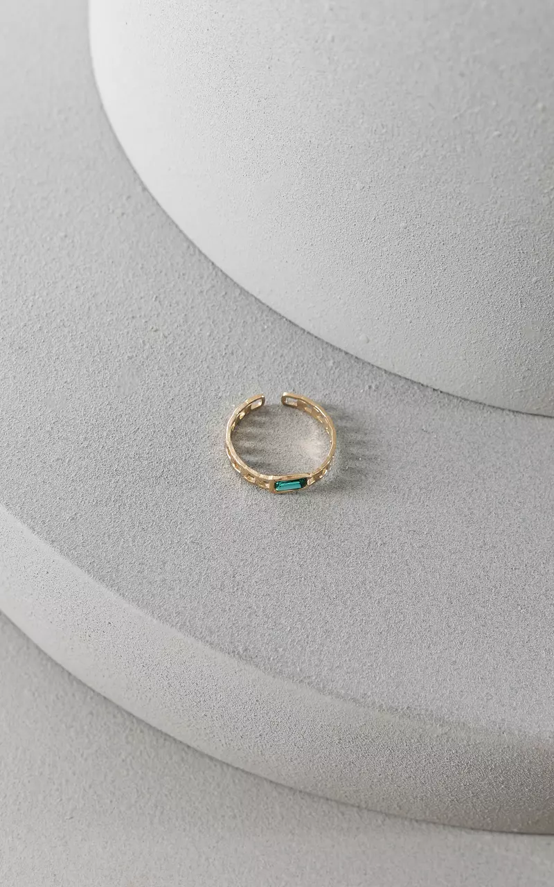 Verstelbare ring van stainless steel Goud Groen