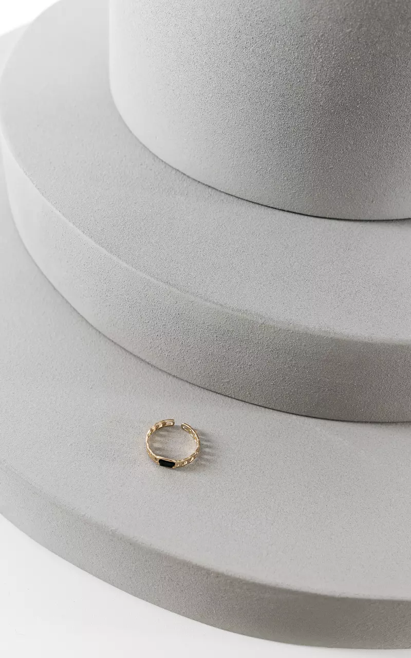 Verstelbare ring van stainless steel Goud Zwart