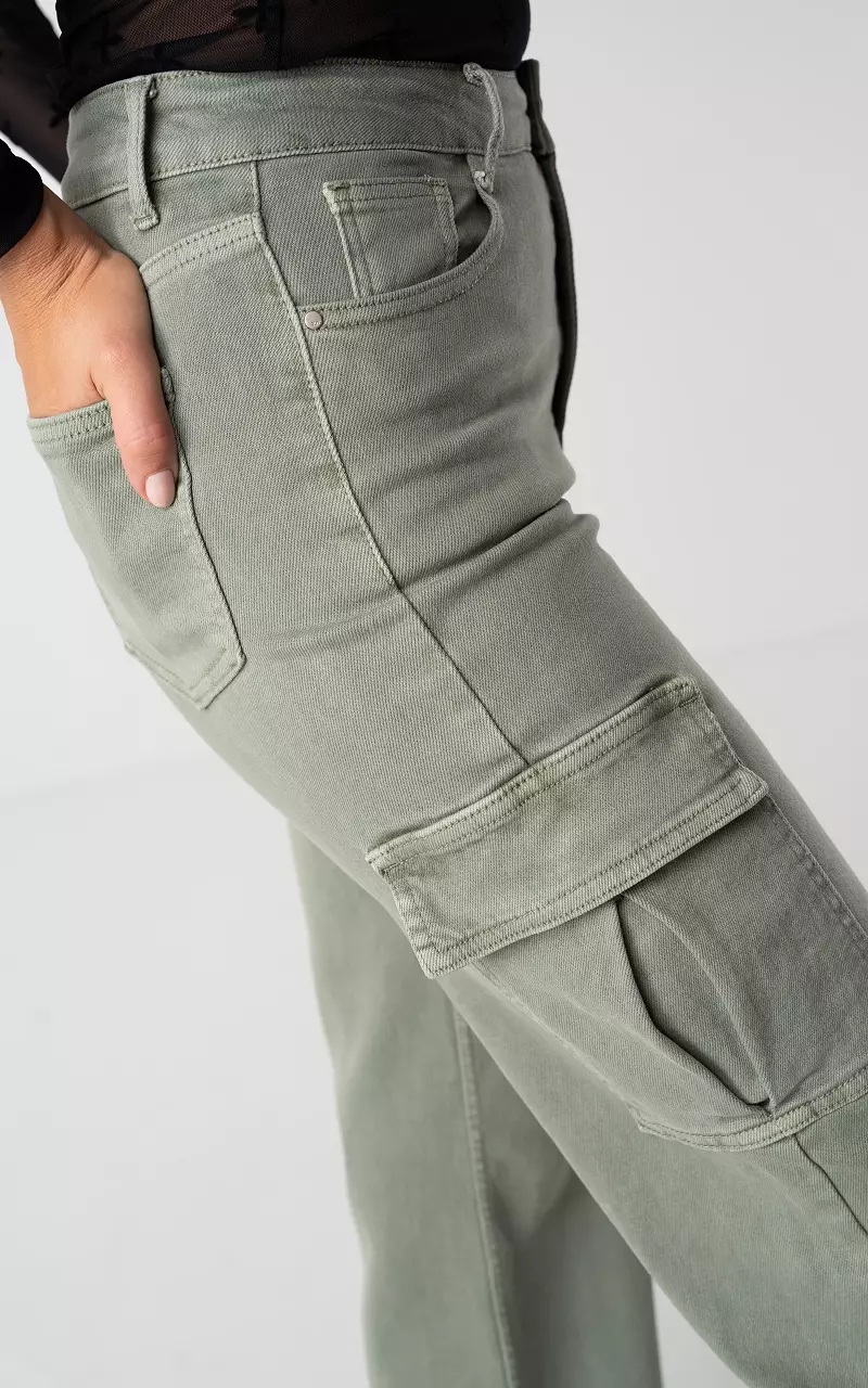 High waist cargo jeans Apollo Groen