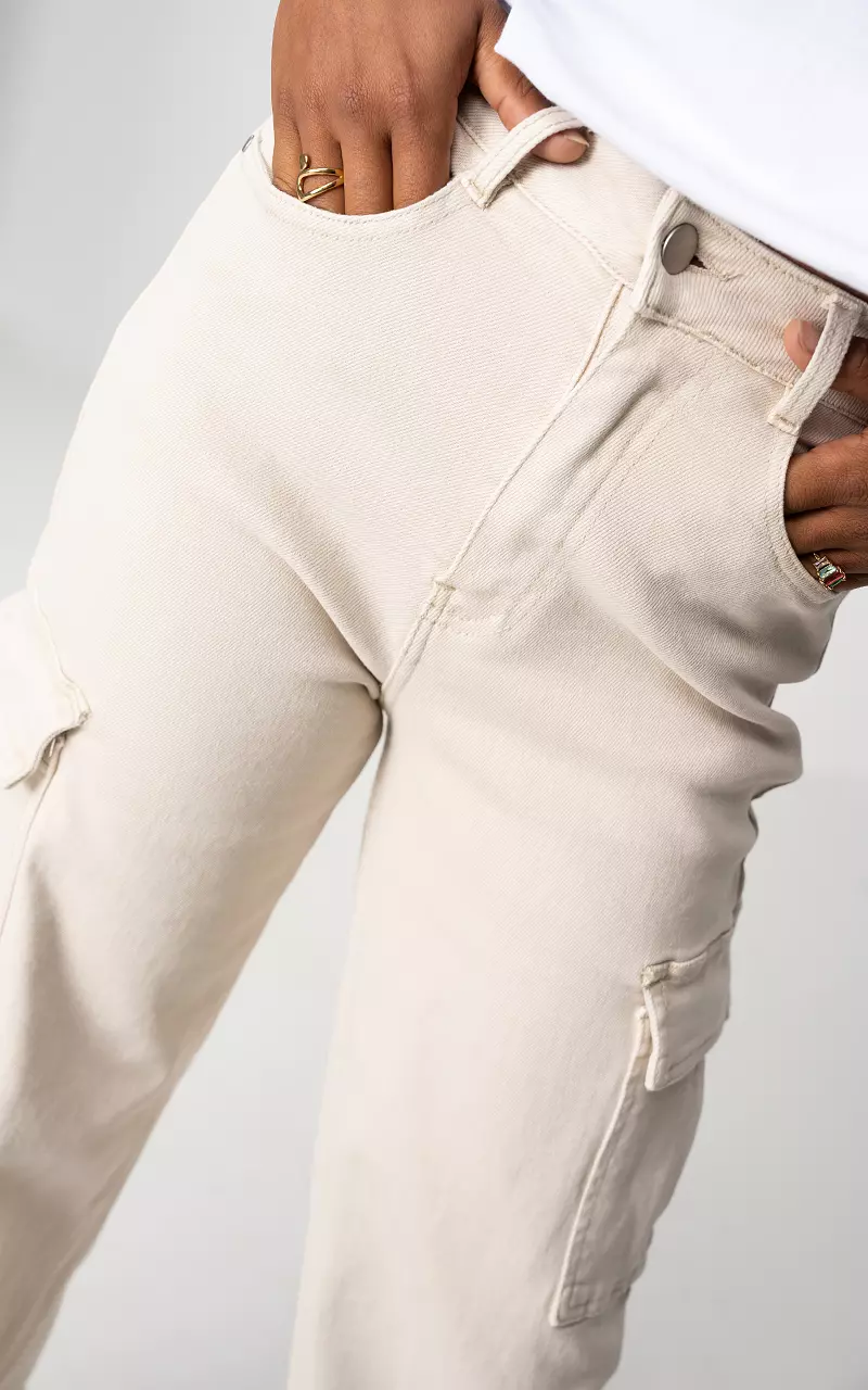 High waist cargo pants Beige