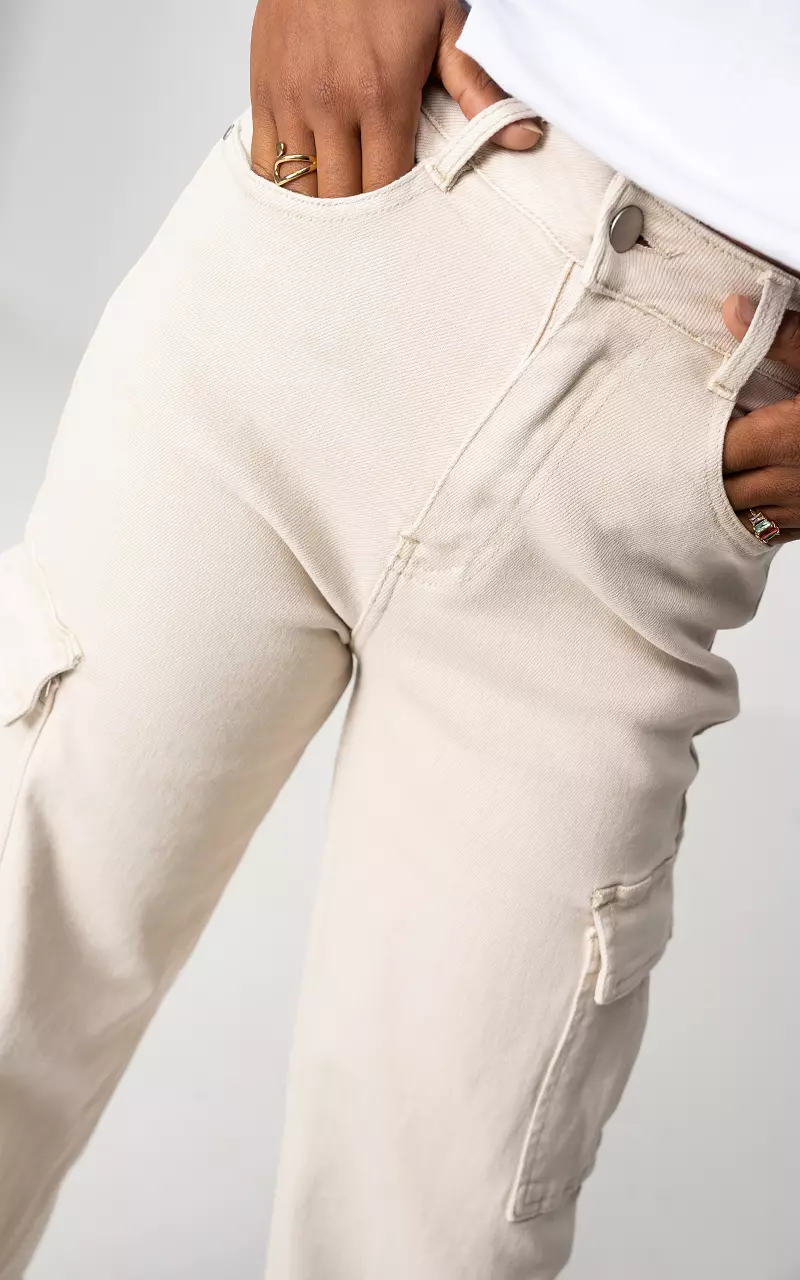 High waist cargo jeans Apollo Beige