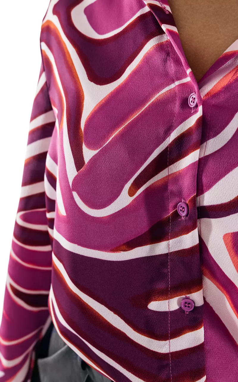 Satin-look blouse with print Purple Cream
