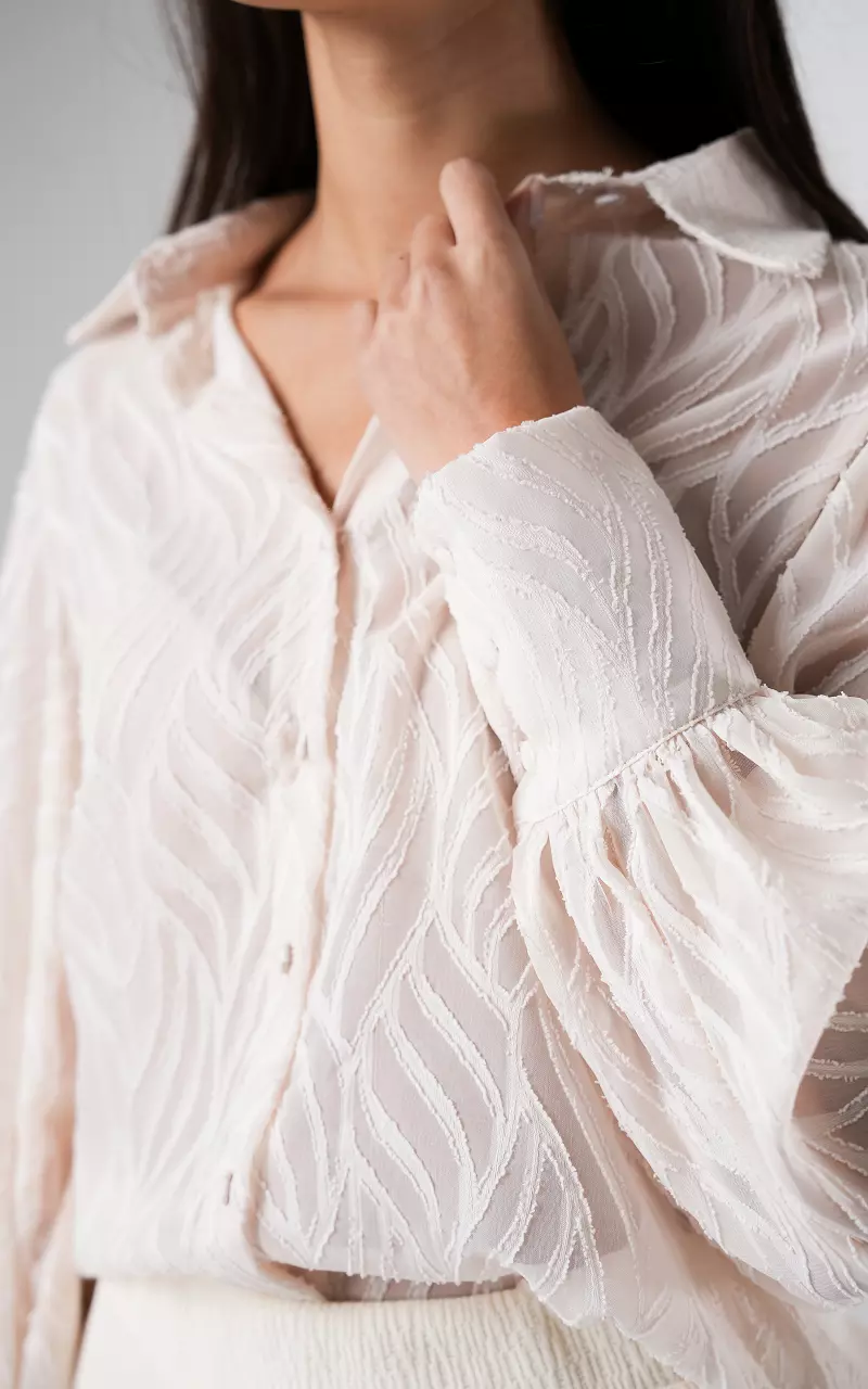 Bluse mit transparenten Details Creme