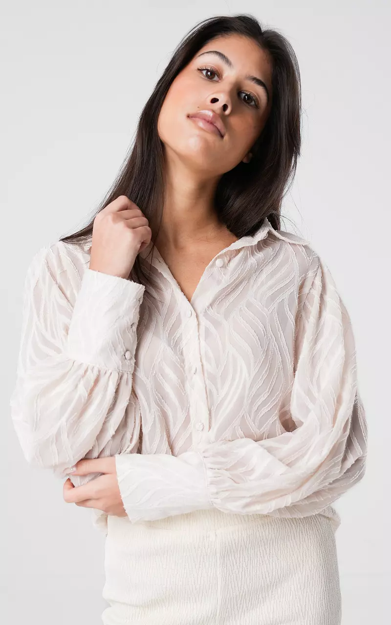 Blouse with see-through details Cream