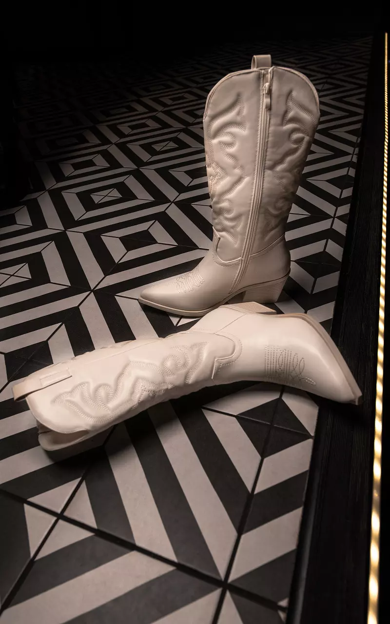 Cowboy boots with zip Cream
