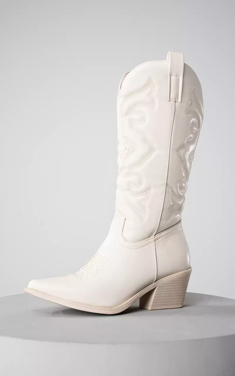 Cowboy boots with zip Cream
