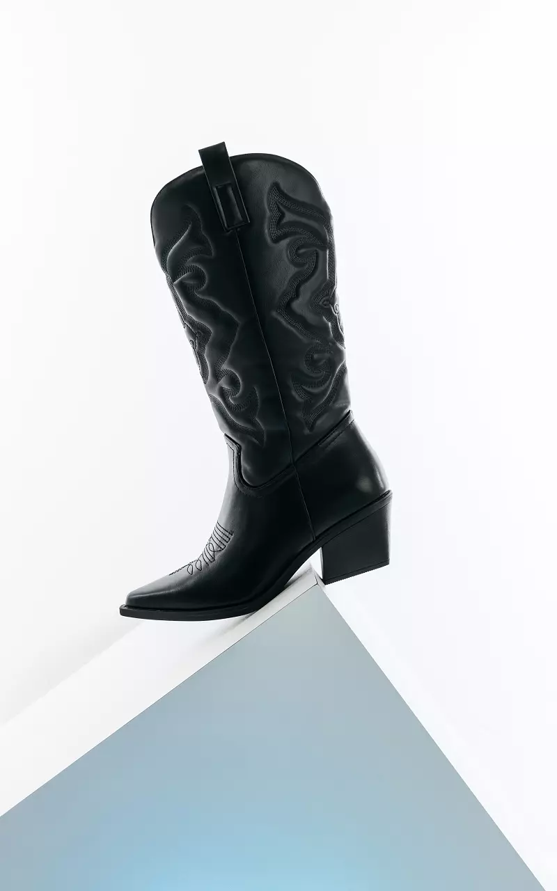 Cowboy boots with zip Black