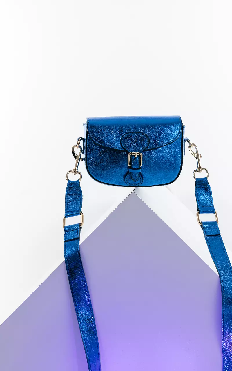 Leather bag with gold-coloured details Blue