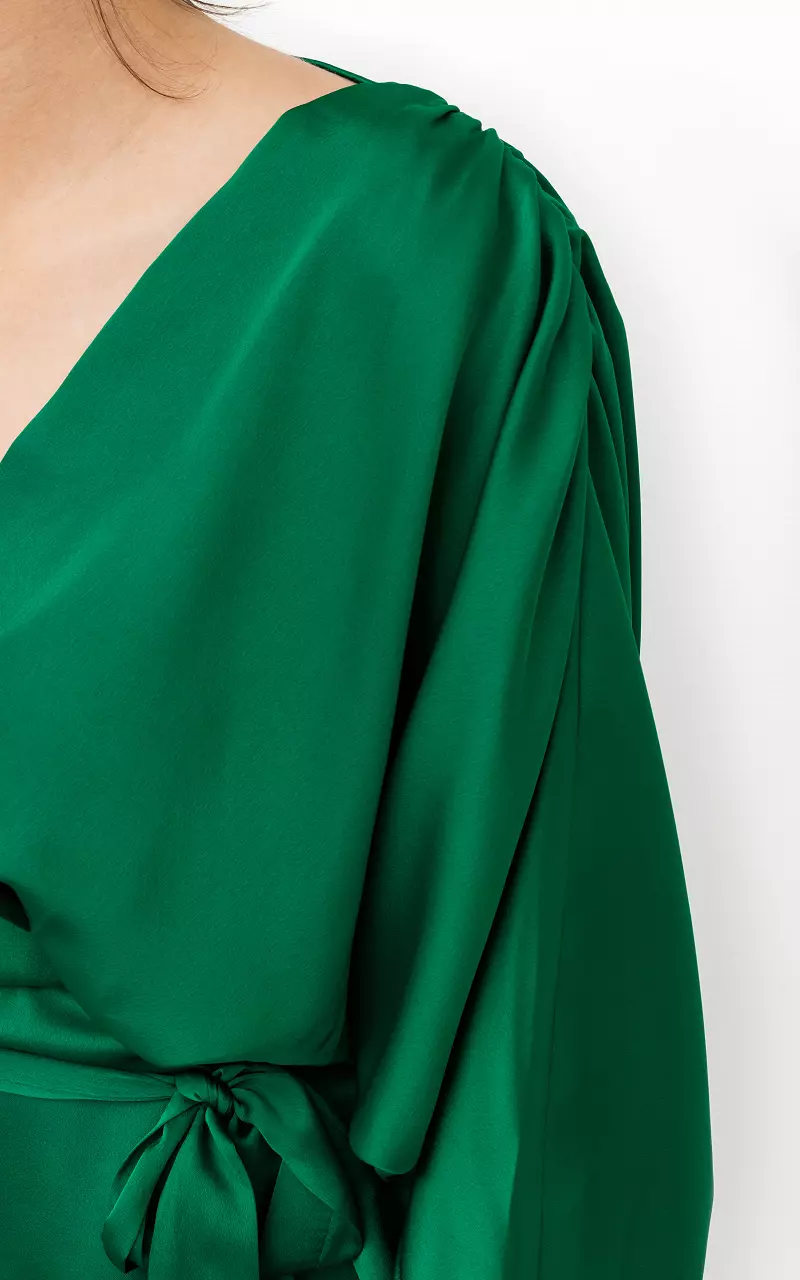 Satin-Look Kleid mit Bindeschleife Grün