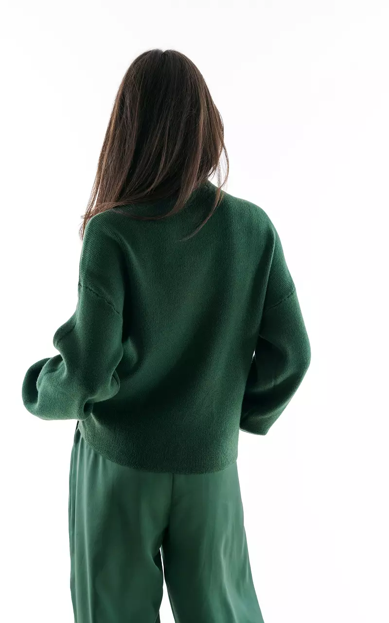 Turtleneck sweater with puffed sleeves Green