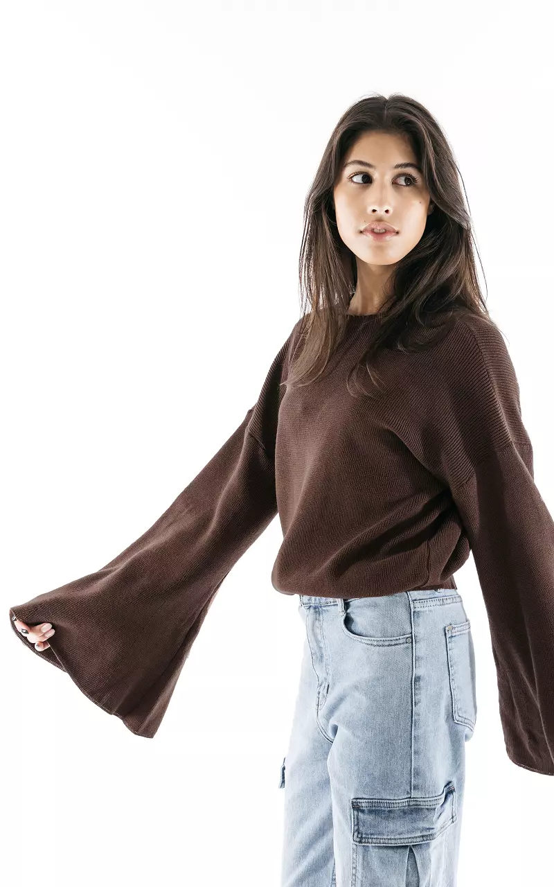 Sweater with flared sleeves Dark Brown
