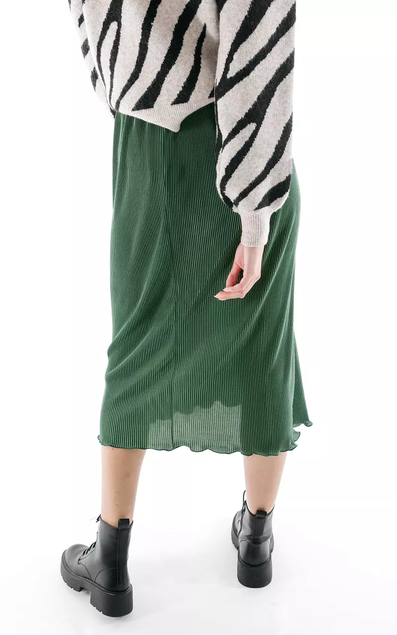 Pleated skirt with elastic band Green