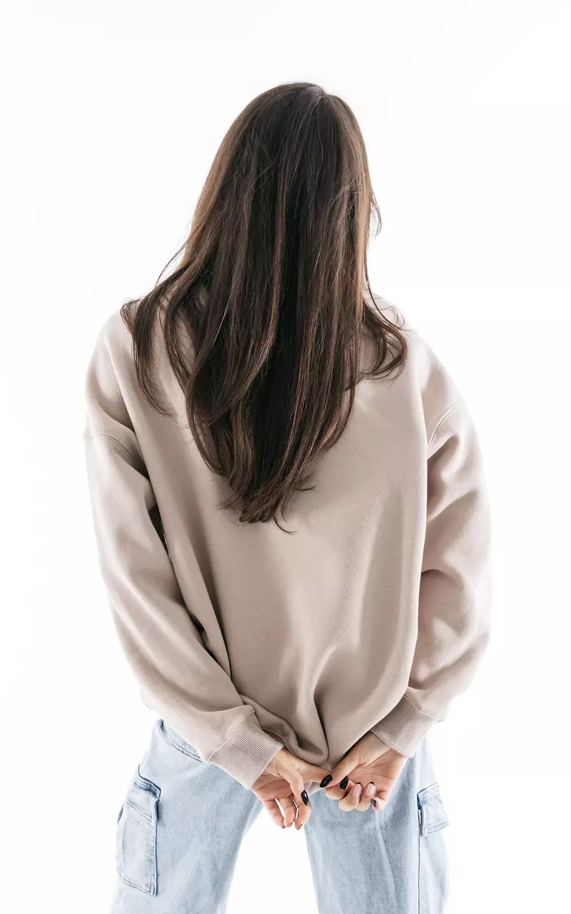 Oversized sweater with text Beige