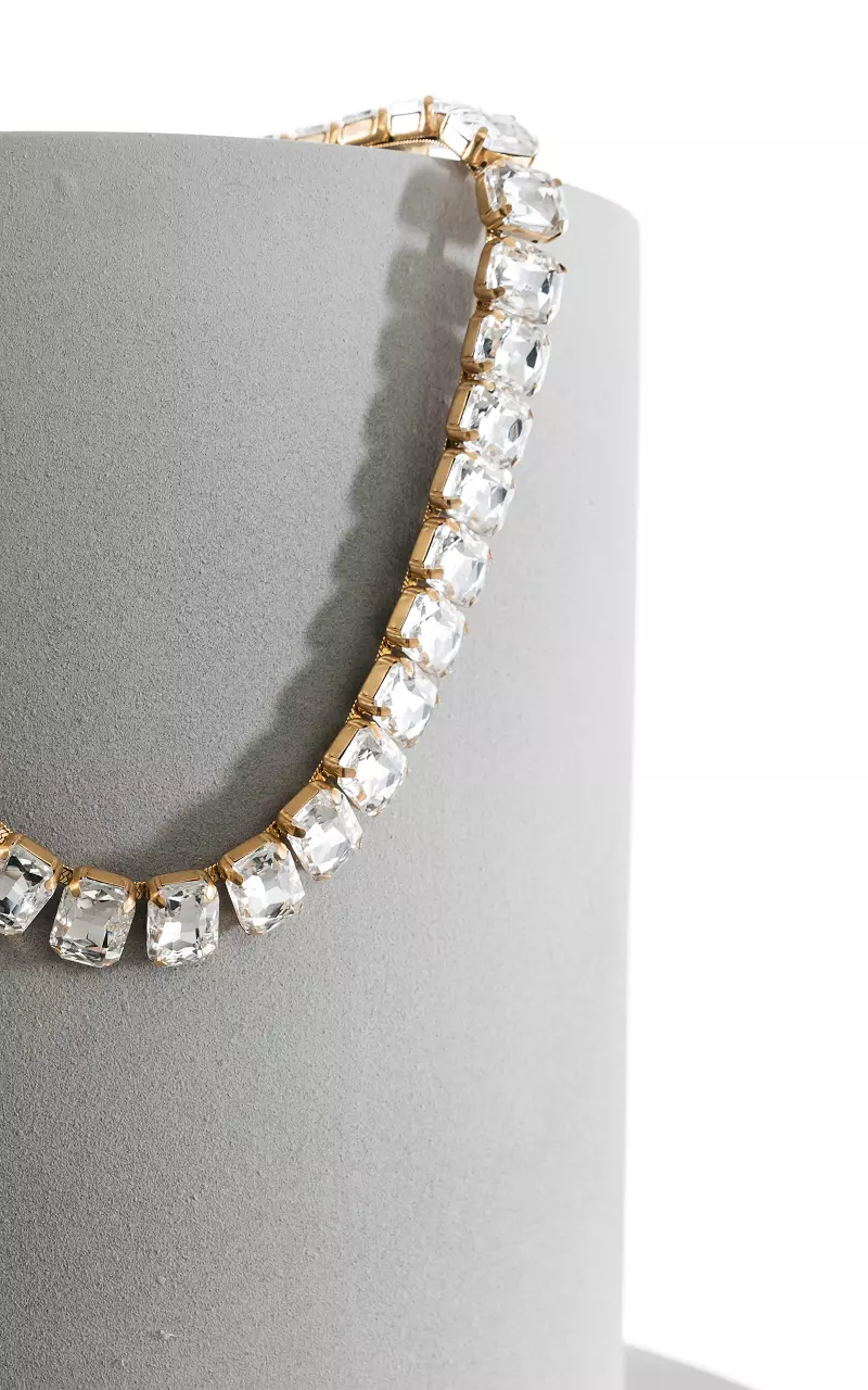 Adjustable necklace with big stones Silver