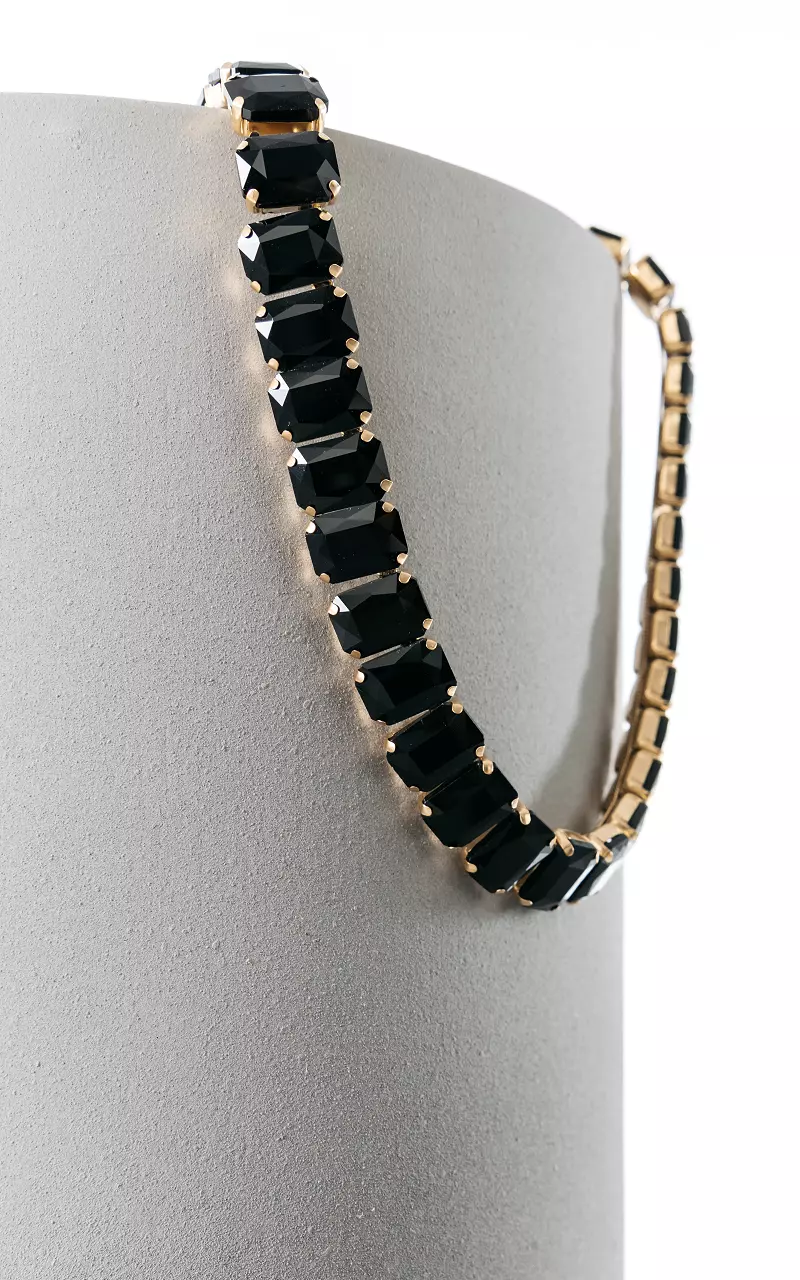 Adjustable necklace with big stones Black