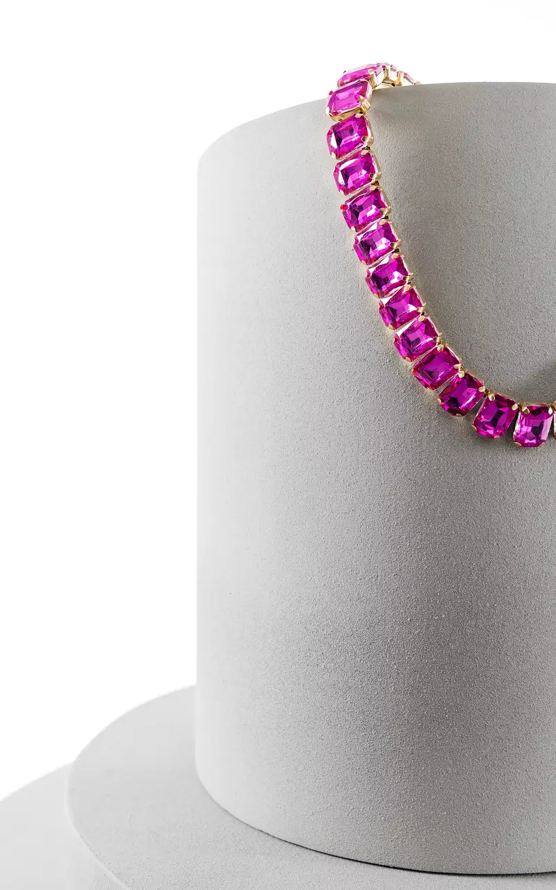 Adjustable necklace with big stones Fuchsia