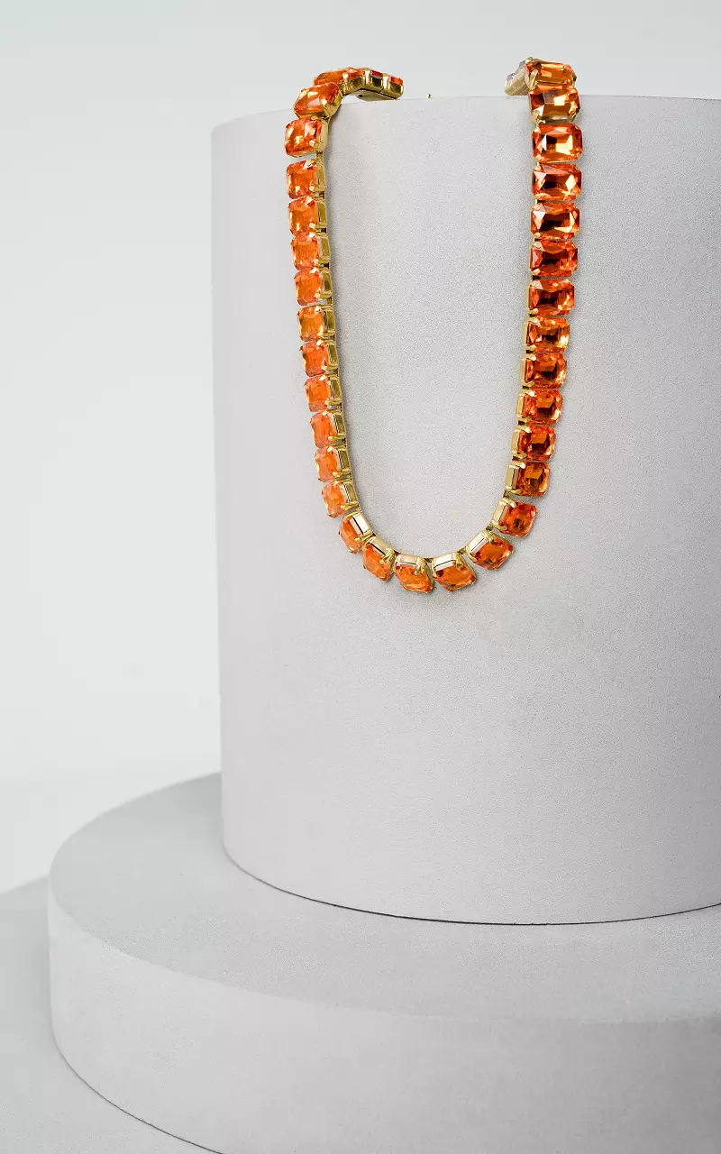 Adjustable necklace with big stones Orange