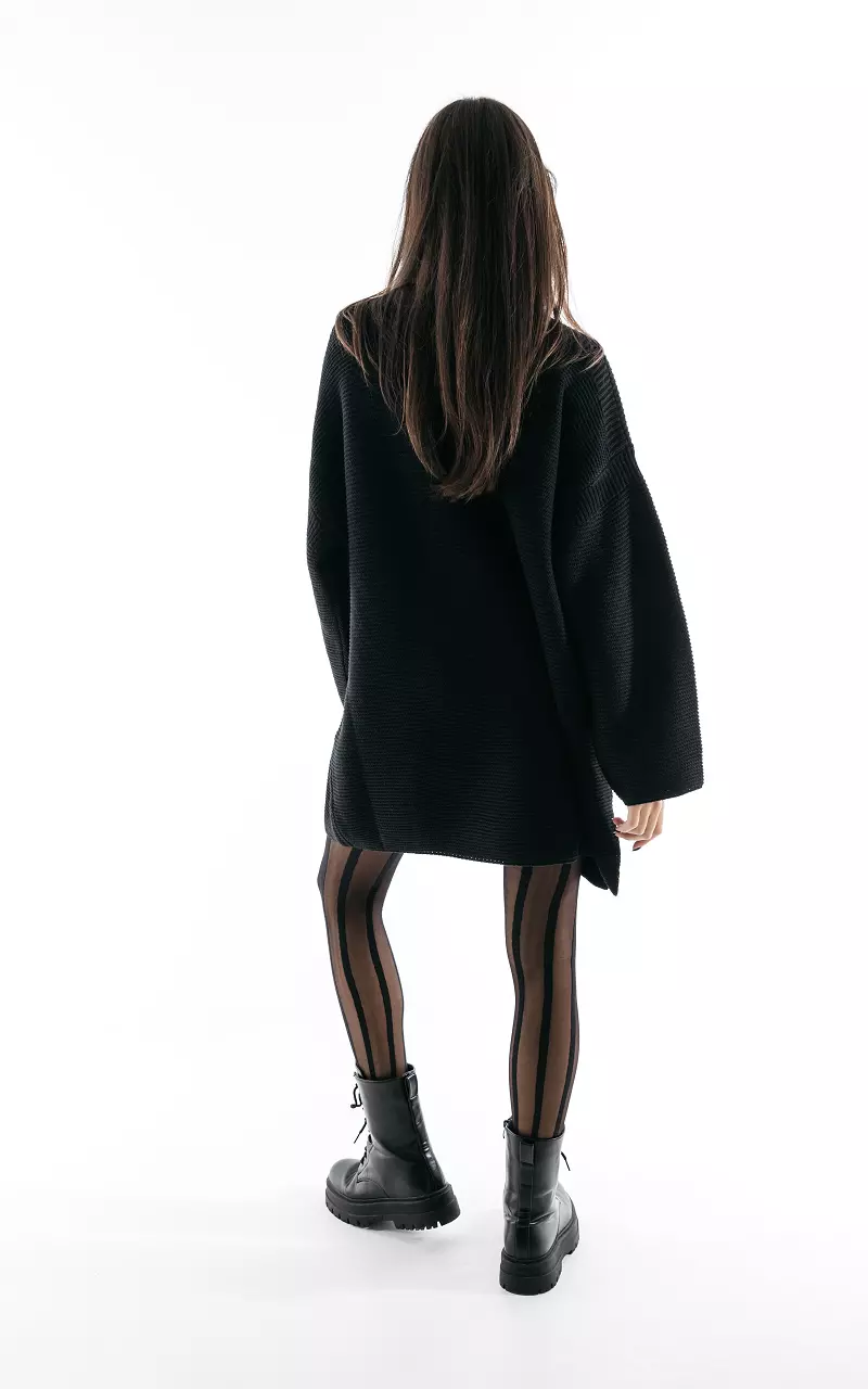 Basic Kleid aus Ripp-Stoff Schwarz