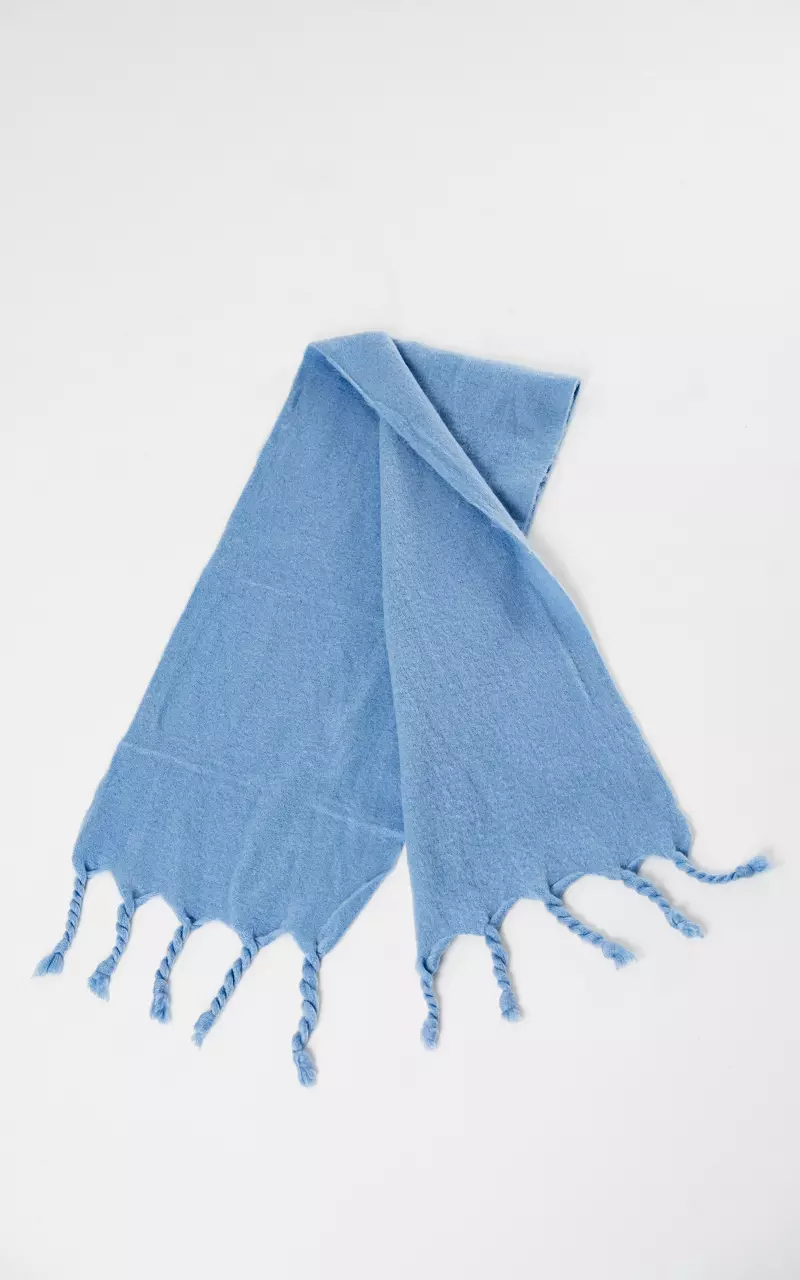 Basic scarf with frills Blue