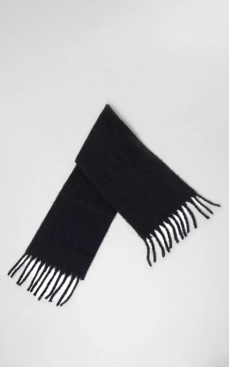 Basic Schal mit Fransen Schwarz