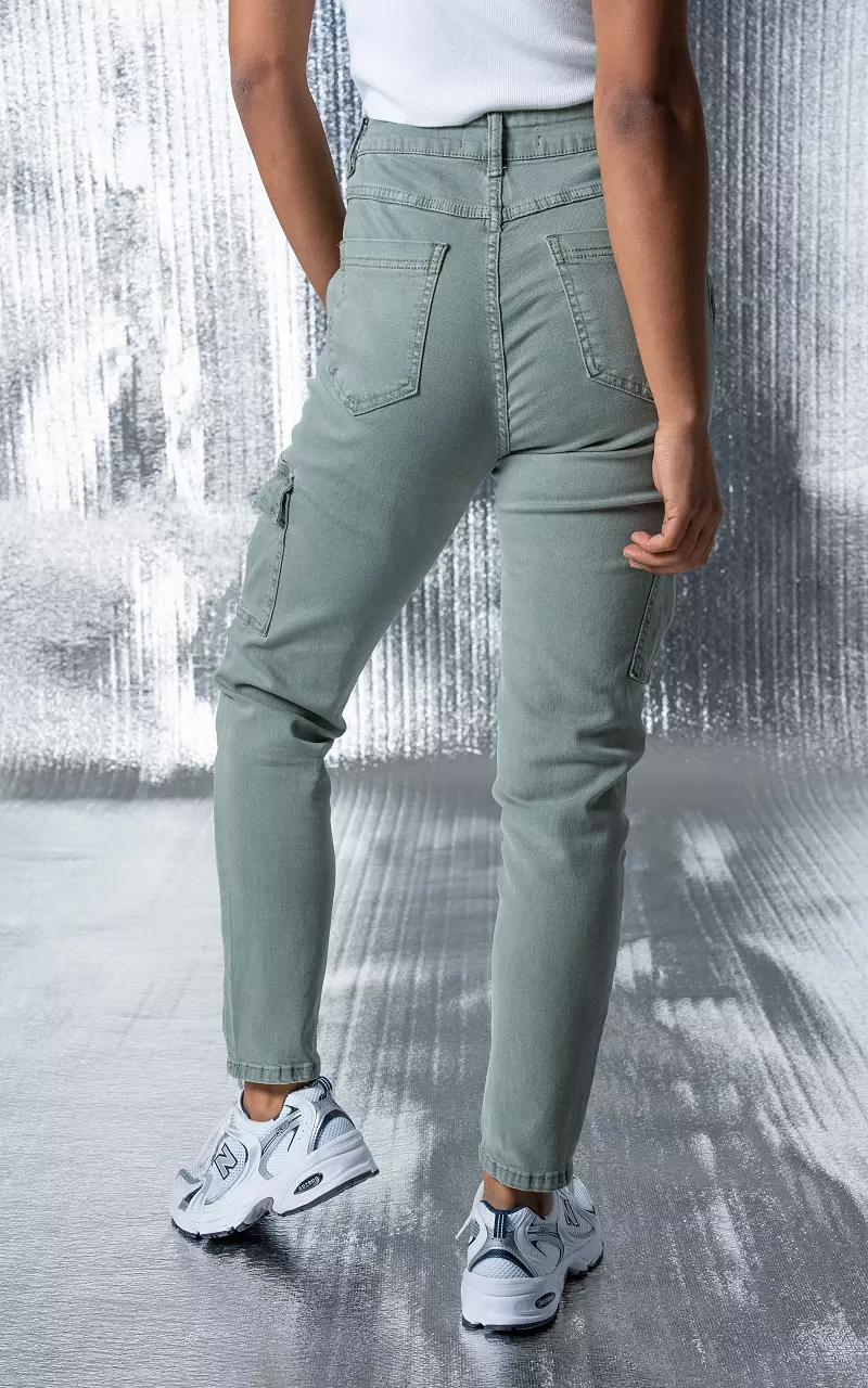 High waist cargo jeans Cosmic Groen