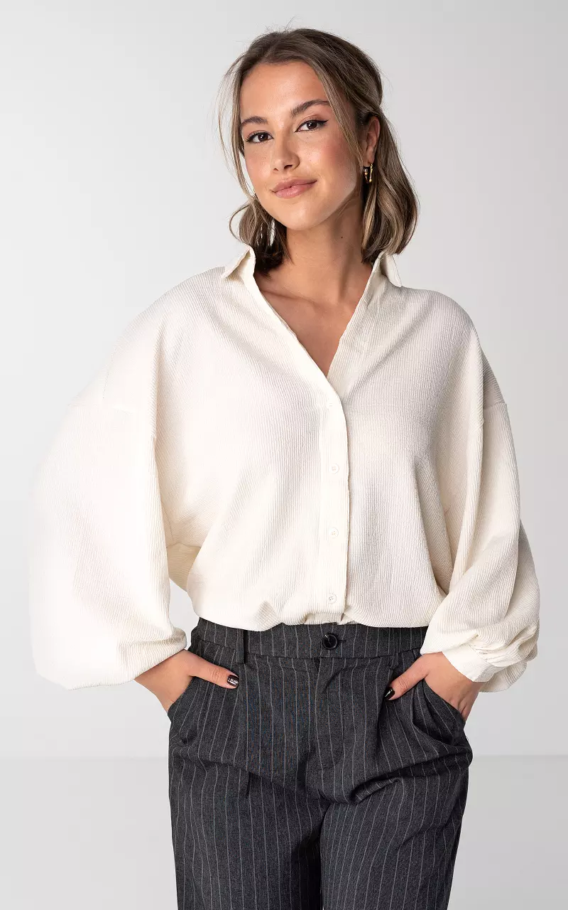Oversized blouse with buttons Cream