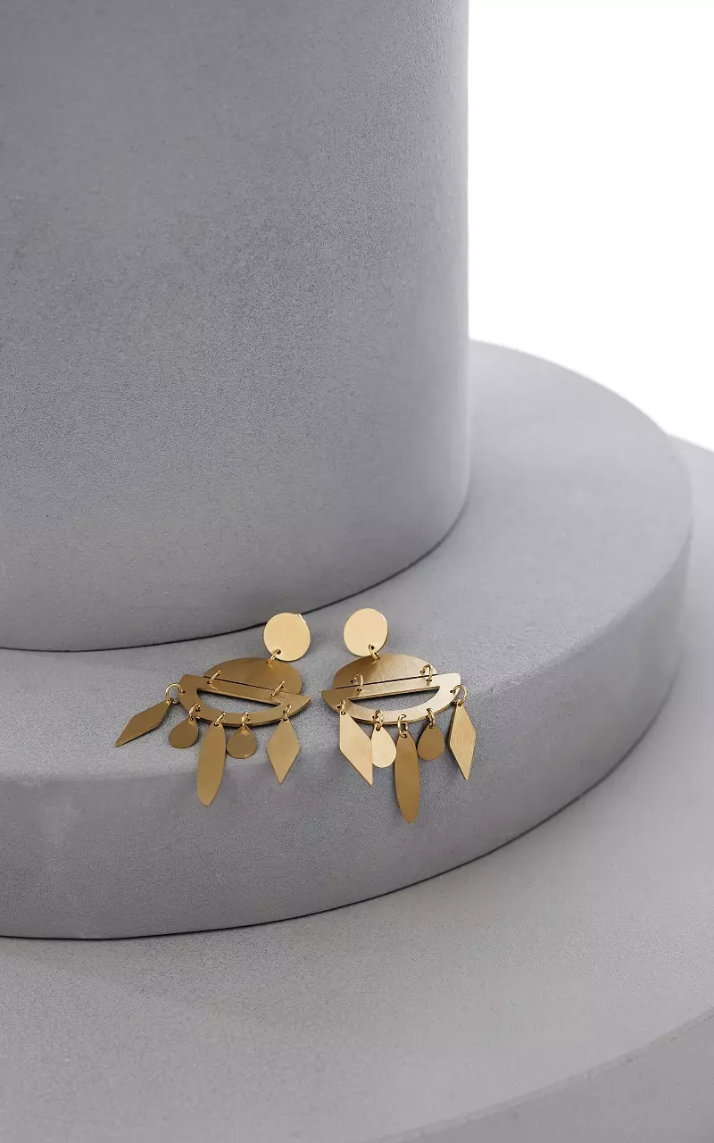 Matte earrings with pendants Gold