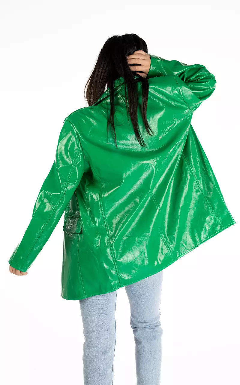Oversized leather-look jas Groen