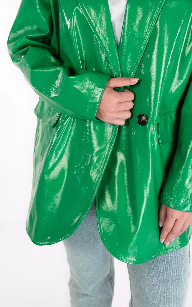 Oversized leather-look jacket Green