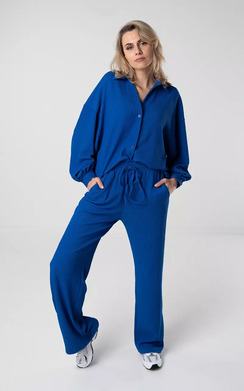 Oversized Bluse mit Knöpfen Kobaltblau