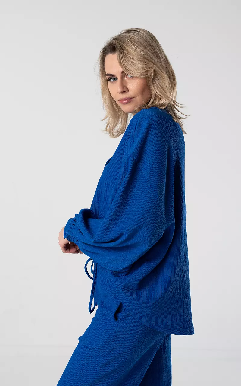 Oversized blouse with buttons Cobalt Blue