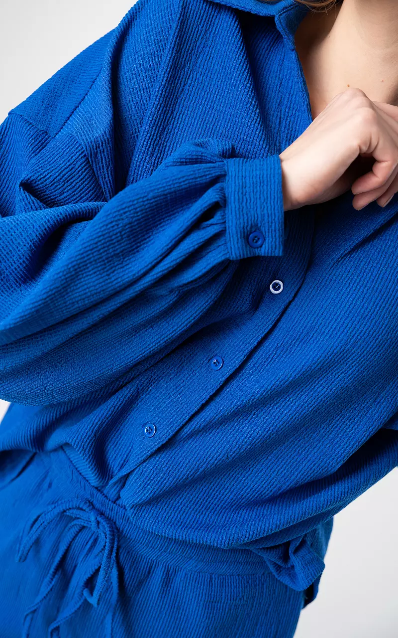 Oversized blouse met knoopjes Kobalt Blauw