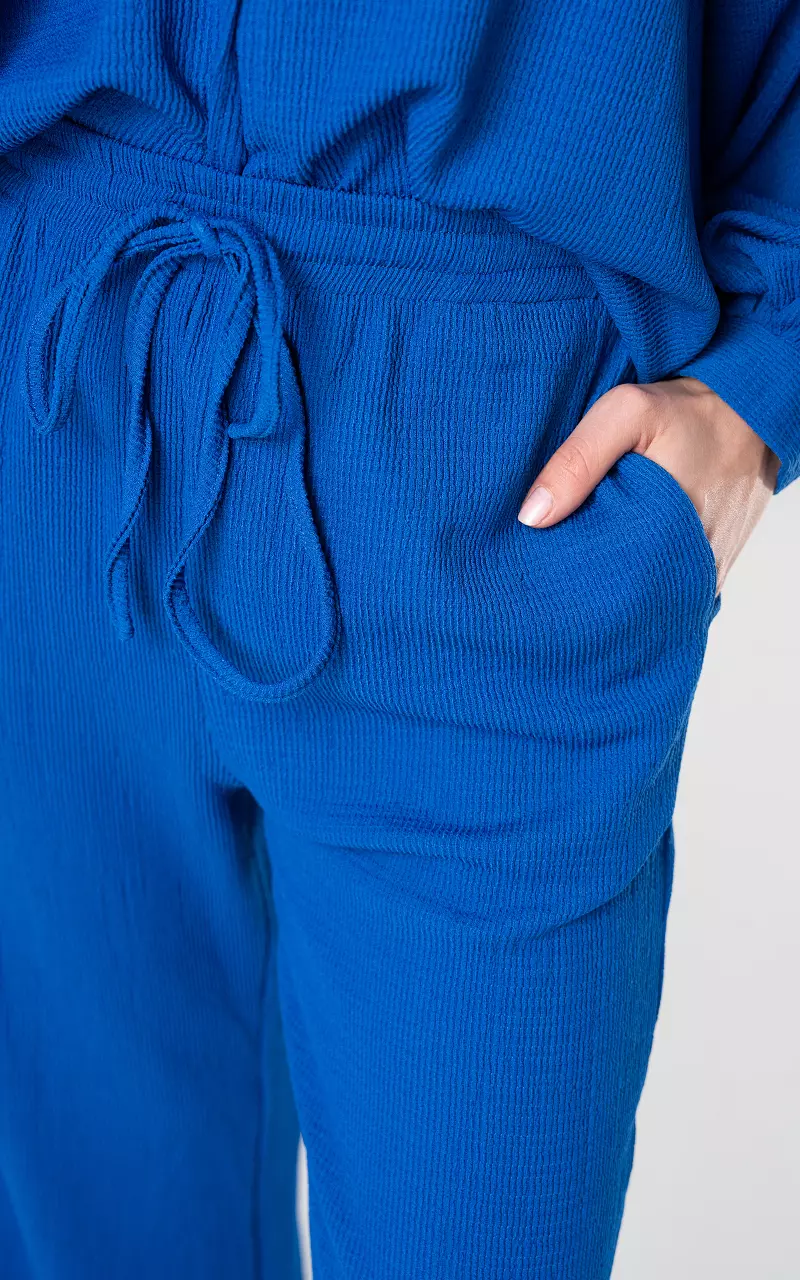 Wide leg broek met strikdetail Kobalt Blauw