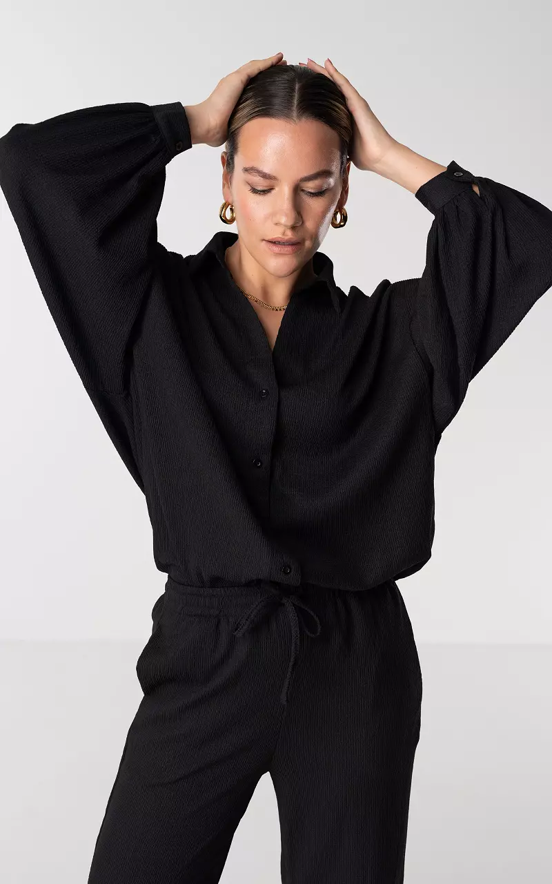 Oversized blouse with buttons Black